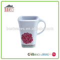 Customized flower printed square shape cup tea